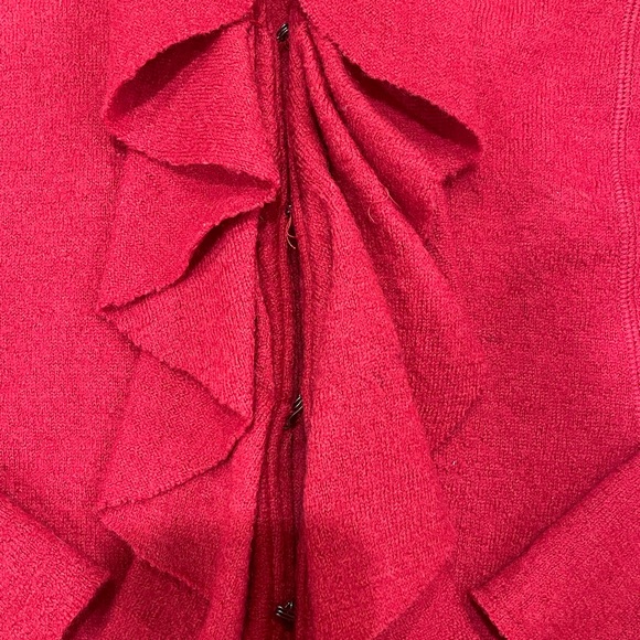 Red Ruffled Wool Sweater - Picture 4 of 5